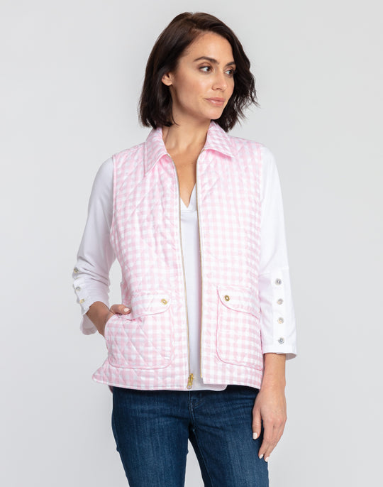 Lauren Reversible Gingham Check to Stripe Vest
