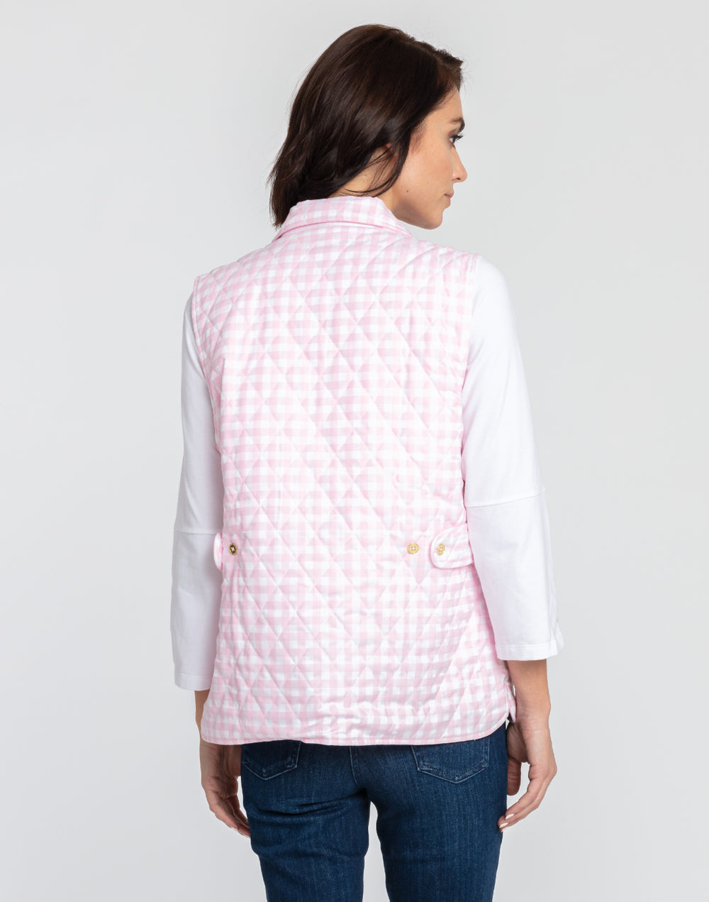Lauren Reversible Gingham Check to Stripe Vest