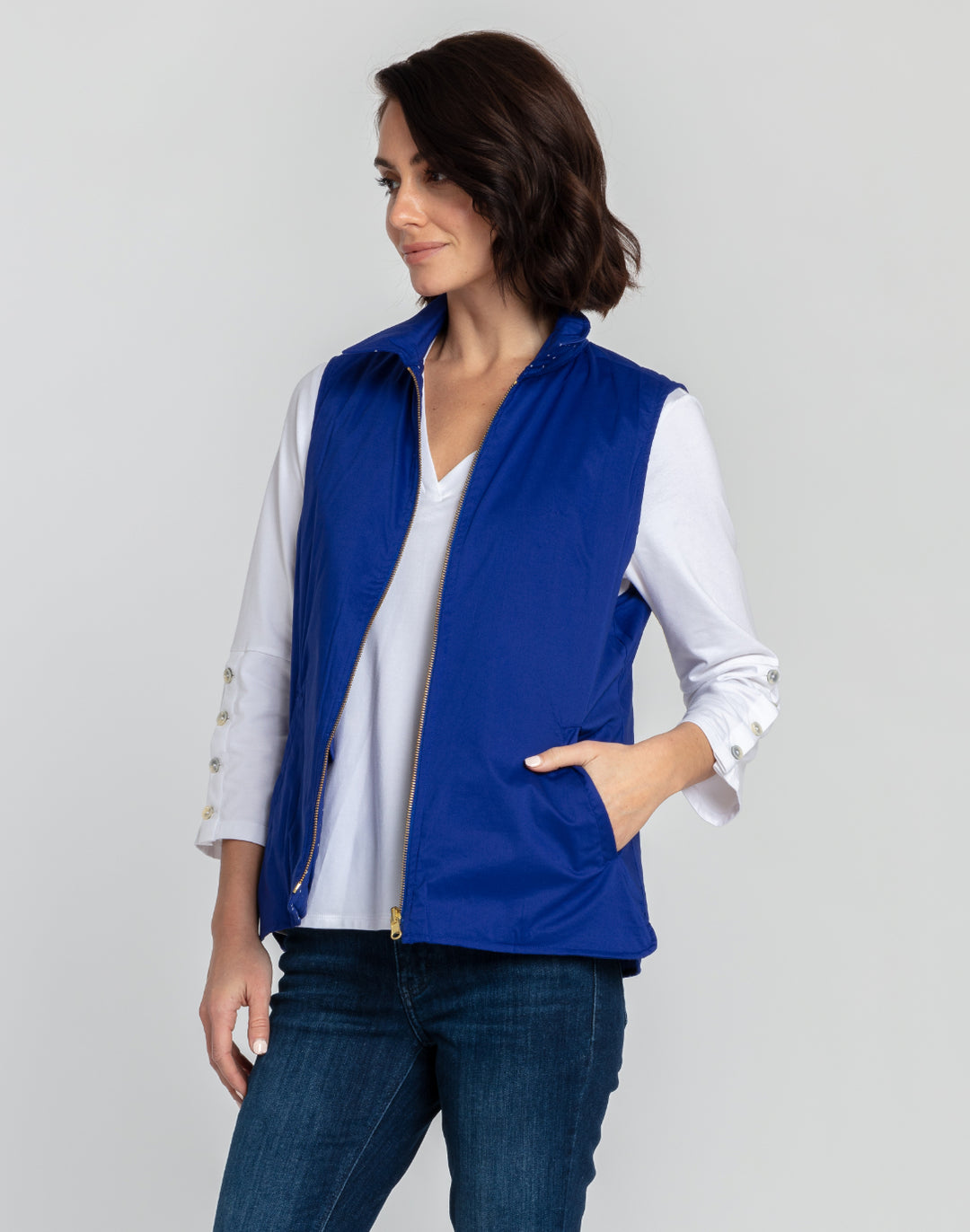 Lauren Reversible Dot Print to Solid Vest