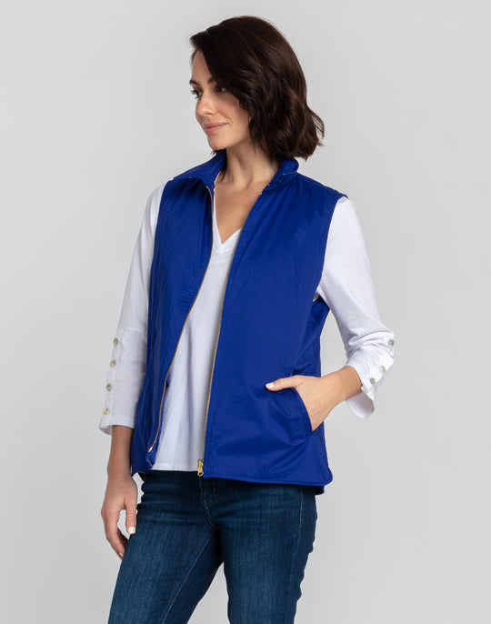 Lauren Reversible Dot Print to Solid Vest