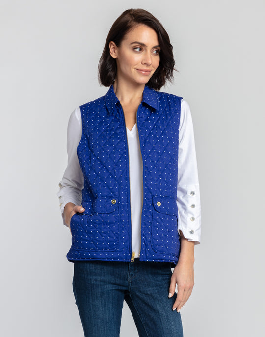 Lauren Reversible Dot Print to Solid Vest