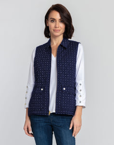 Lauren Reversible Dot Print to Solid Vest