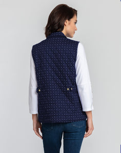 Lauren Reversible Dot Print to Solid Vest
