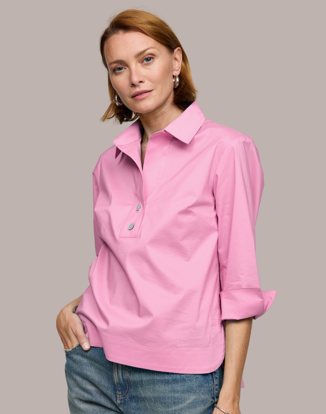 Aileen 3/4 Sleeve Button Back Top – Hinson Wu Aileen 3/4 Sleeve Button Back Top – Hinson Wu