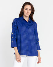 Load image into Gallery viewer, Eleanor 3/4 Sleeve Marine Dot Print Shirt