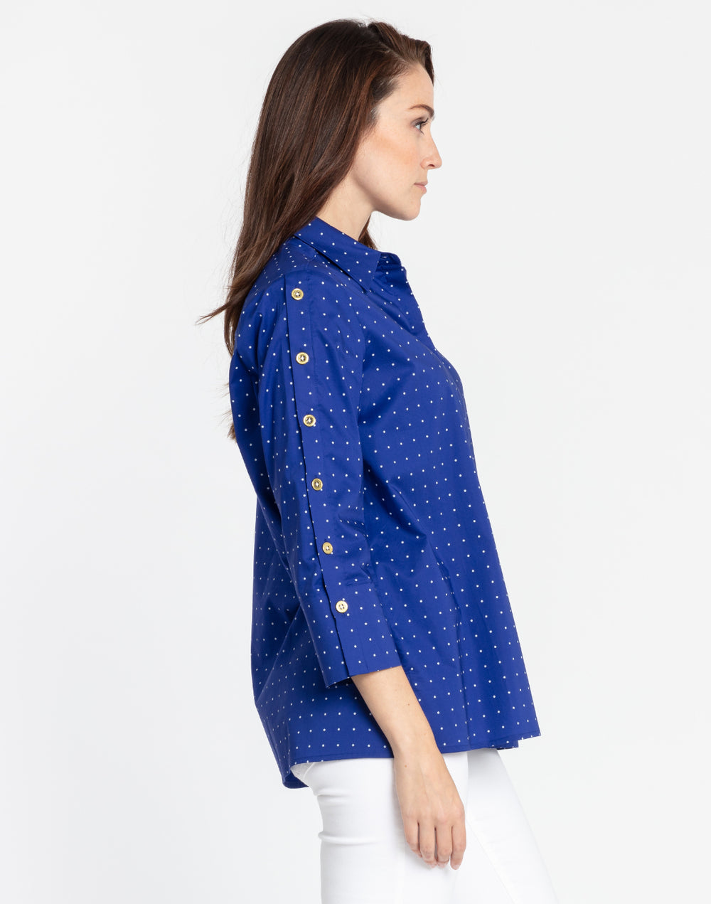 Eleanor 3/4 Sleeve Marine Dot Print Shirt