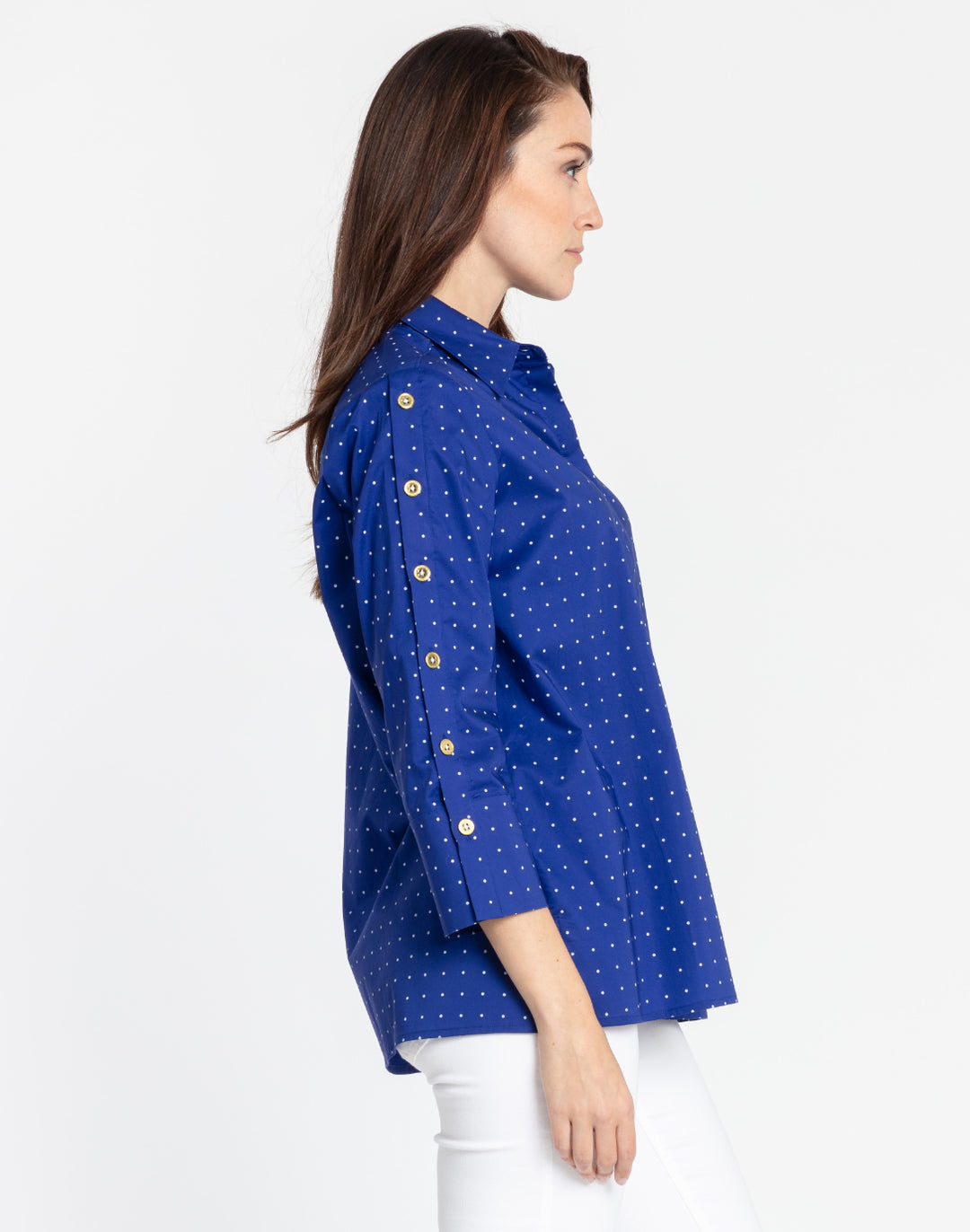 Eleanor 3/4 Sleeve Marine Dot Print Shirt