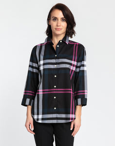 Halsey 3/4 Sleeve Oversized Plaid Shirt