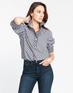 Morgan 3/4 Sleeve Mini Tile Print Top