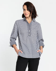 Morgan 3/4 Sleeve Mini Tile Print Top