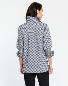 Morgan 3/4 Sleeve Mini Tile Print Top