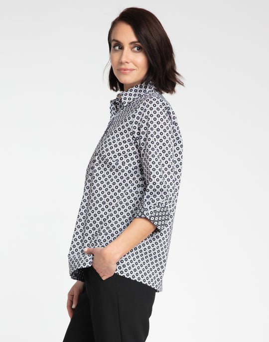Xena 3/4 Sleeve Mini Tile Print Shirt
