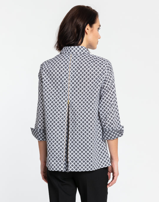 Xena 3/4 Sleeve Mini Tile Print Shirt