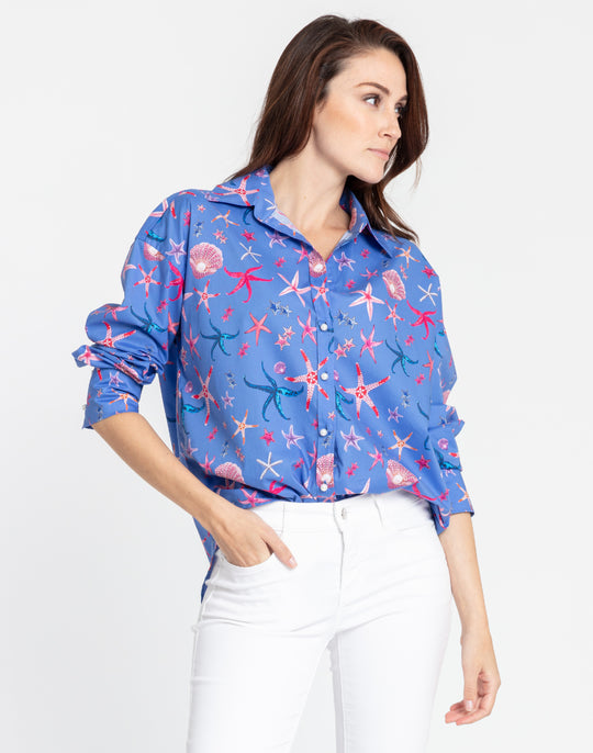 Larissa Long Sleeve Seashell Print Shirt
