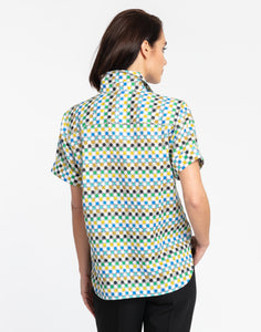 Layla Short Sleeve Mini Tile Luxe Linen Print Shirt