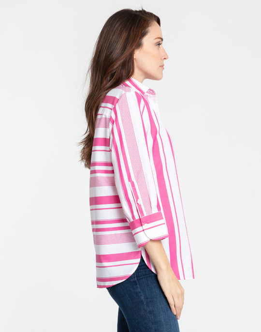 Margot 3/4 Sleeve Variegated Stripes Shirt