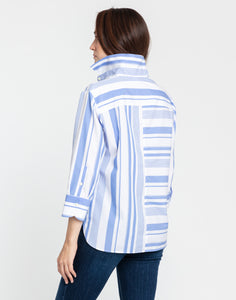 Margot 3/4 Sleeve Variegated Stripes Shirt