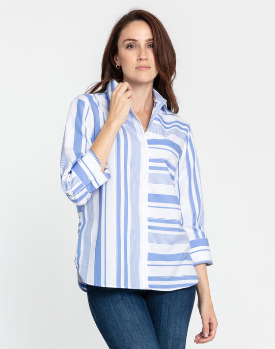 Margot 3/4 Sleeve Variegated Stripes Shirt