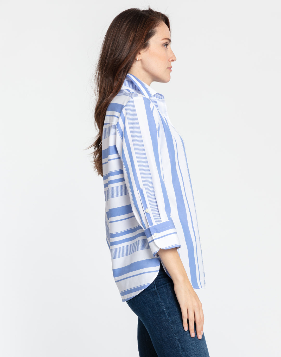 Margot 3/4 Sleeve Variegated Stripes Shirt