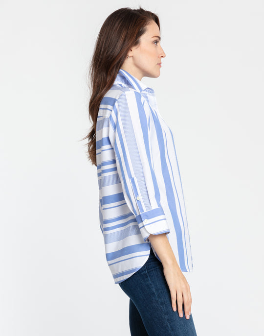 Margot 3/4 Sleeve Variegated Stripes Shirt