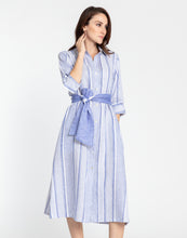 Load image into Gallery viewer, Tamron 3/4 Sleeve Linen Variegated Stripes Dress
