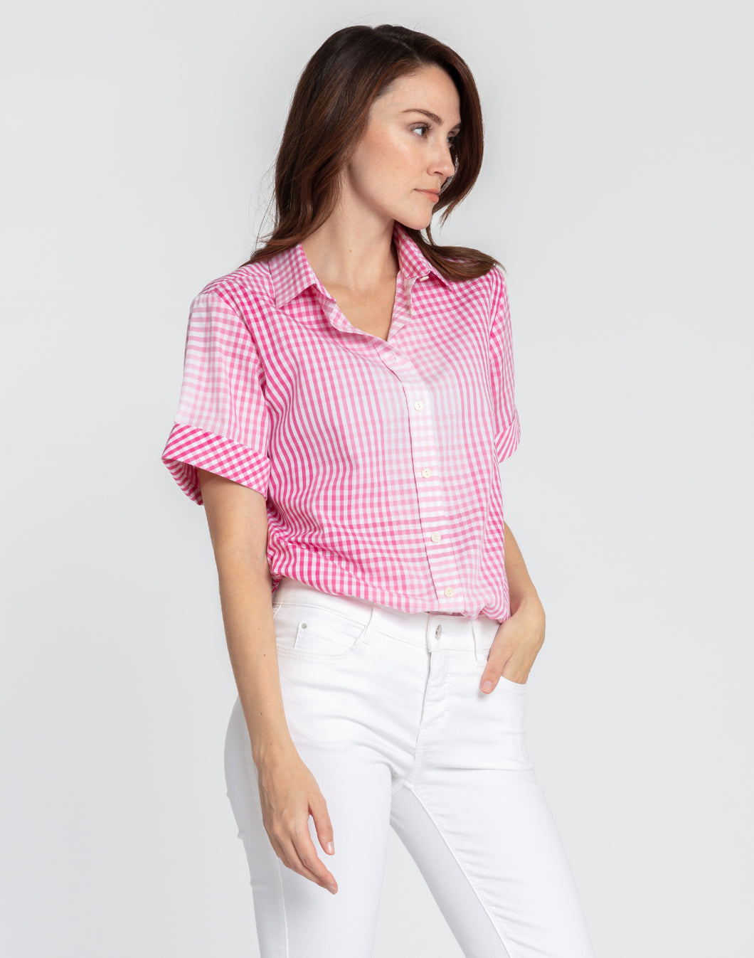 Layla Short Sleeve Ombre Gingham Shirt