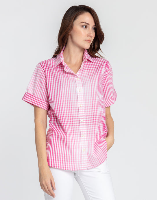 Layla Short Sleeve Ombre Gingham Shirt