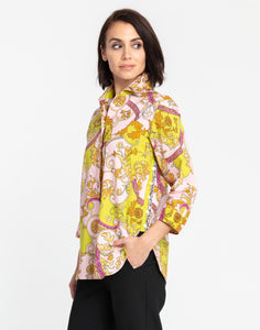 Gemma 3/4 Sleeve Versailles Print Shirt