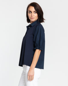 Monique Elbow Sleeve Woven/Knit Top