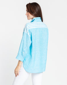 Halsey 3/4 Sleeve Luxe Linen Stripes Shirt