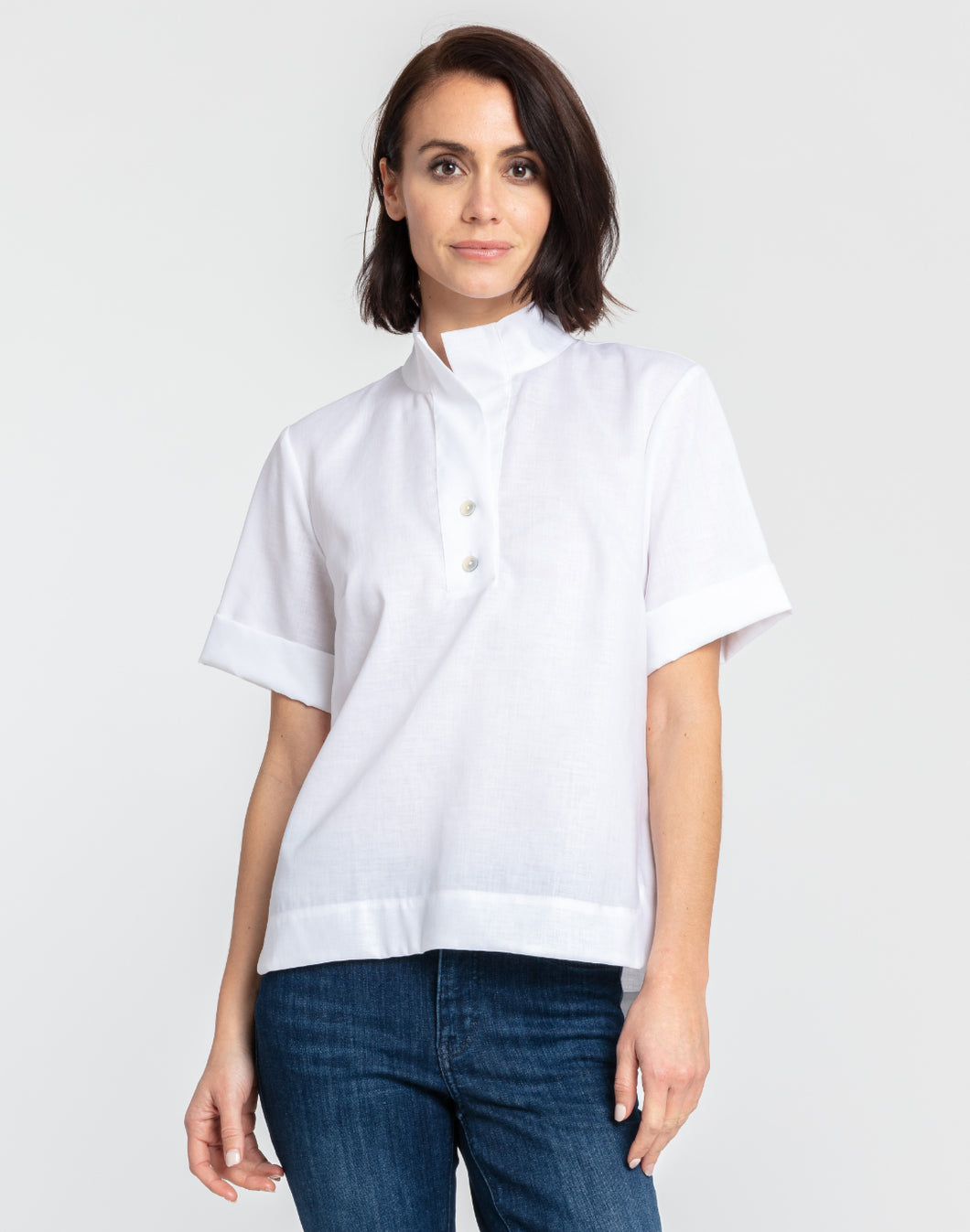 Aileen Short Sleeve Luxe Linen Top