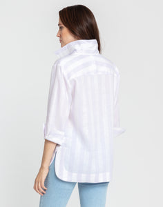 Charlotte 3/4 Sleeve Luxe Linen Cabana Stripes Top