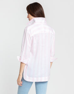 Charlotte 3/4 Sleeve Luxe Linen Cabana Stripes Top
