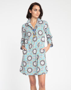 Aileen 3/4 Sleeve Granada Tile Print Dress