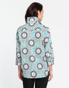 Halsey 3/4 Sleeve Granada Tile Print Shirt
