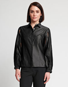 Daniela Long Sleeve Silk Blend Satin Shirt