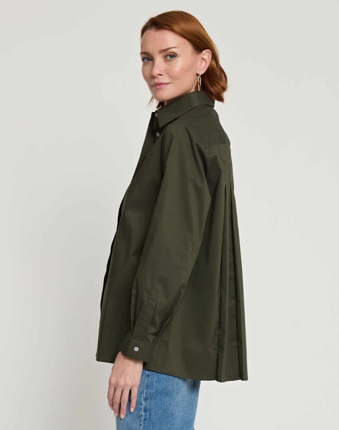 Sara Long Sleeve Pleated Back Cotton Shirt – Hinson Wu