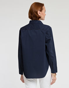 Halsey Long Sleeve Lace Trim Cotton Shirt