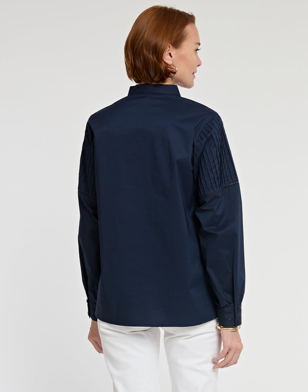 FINAL SALE / NO RETURNS, NO EXCHANGES - Gabrielle Long Sleeve Pintuck Detail Cotton Top
