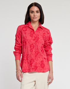 Margot Long Sleeve Floral Applique Shirt