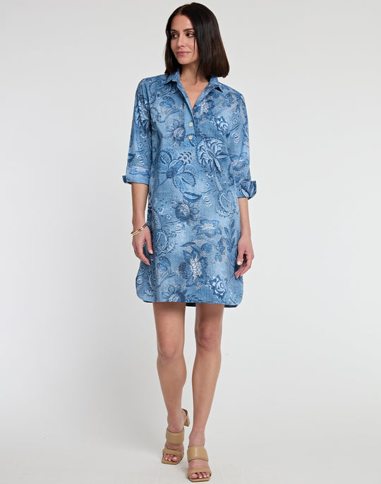 Charlotte 3/4 Sleeve Passionflower Print Dress