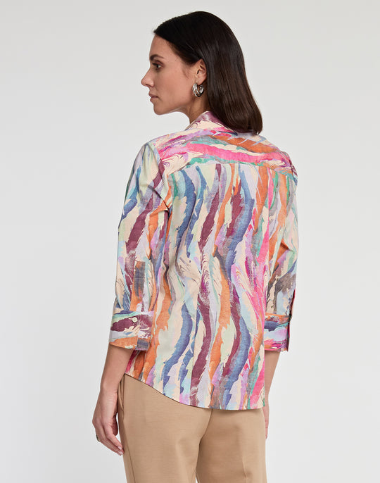 FINAL SALE / NO RETURNS, NO EXCHANGES - Diane 3/4 Sleeve Brushstroke Print Shirt