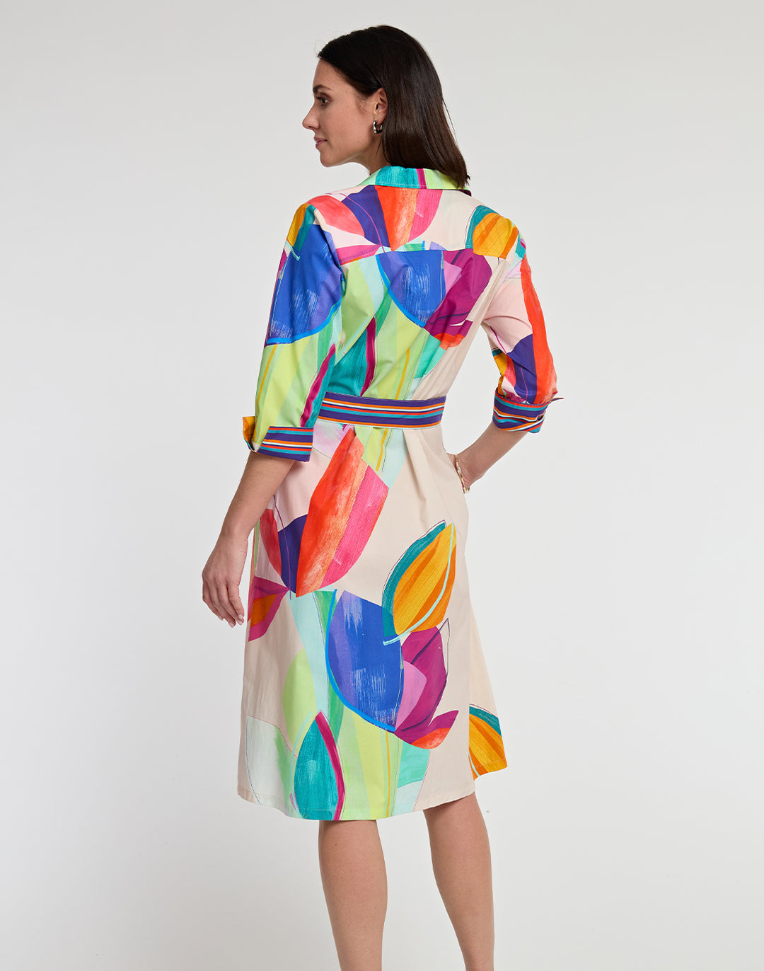 Charlie 3/4 Sleeve Abstract Leaf Print Dress