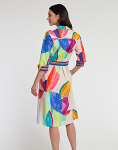 Charlie 3/4 Sleeve Abstract Leaf Print Dress