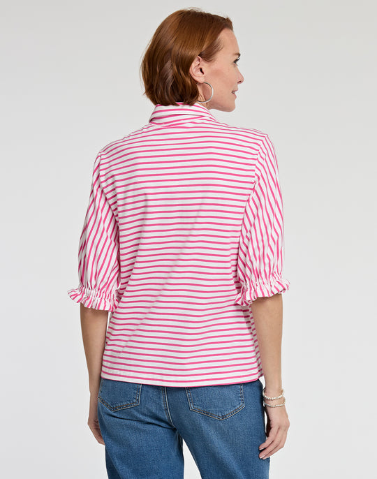 FINAL SALE / NO RETURNS, NO EXCHANGES - Monique Elbow Sleeve Knit Stripe Top