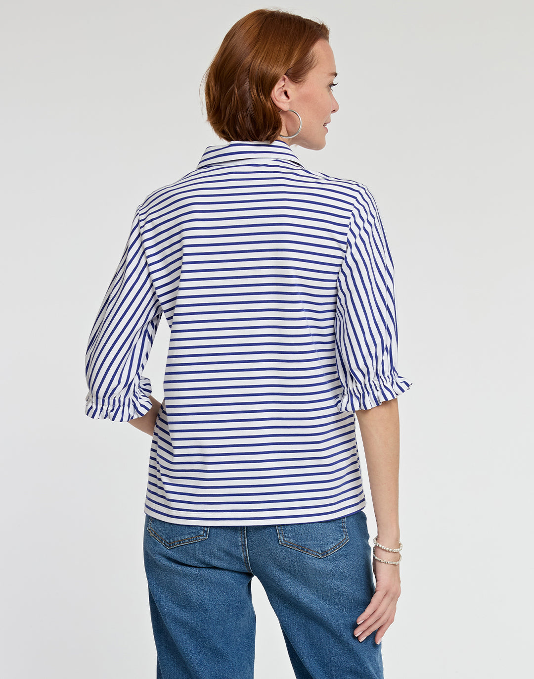 FINAL SALE / NO RETURNS, NO EXCHANGES - Monique Elbow Sleeve Knit Stripe Top