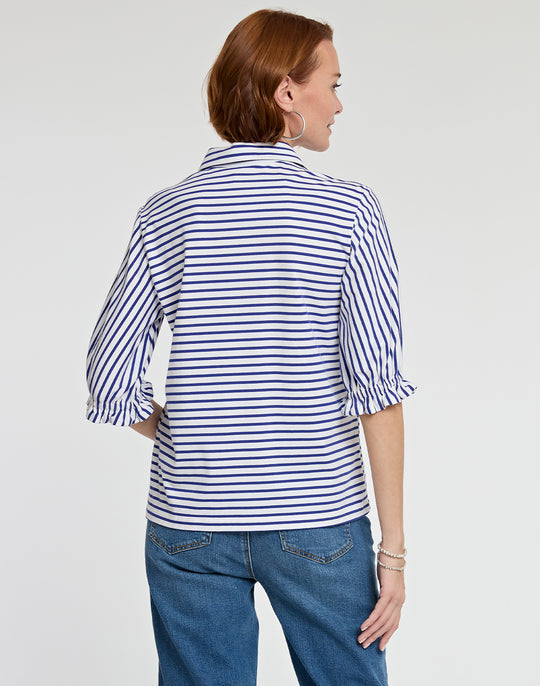 FINAL SALE / NO RETURNS, NO EXCHANGES - Monique Elbow Sleeve Knit Stripe Top
