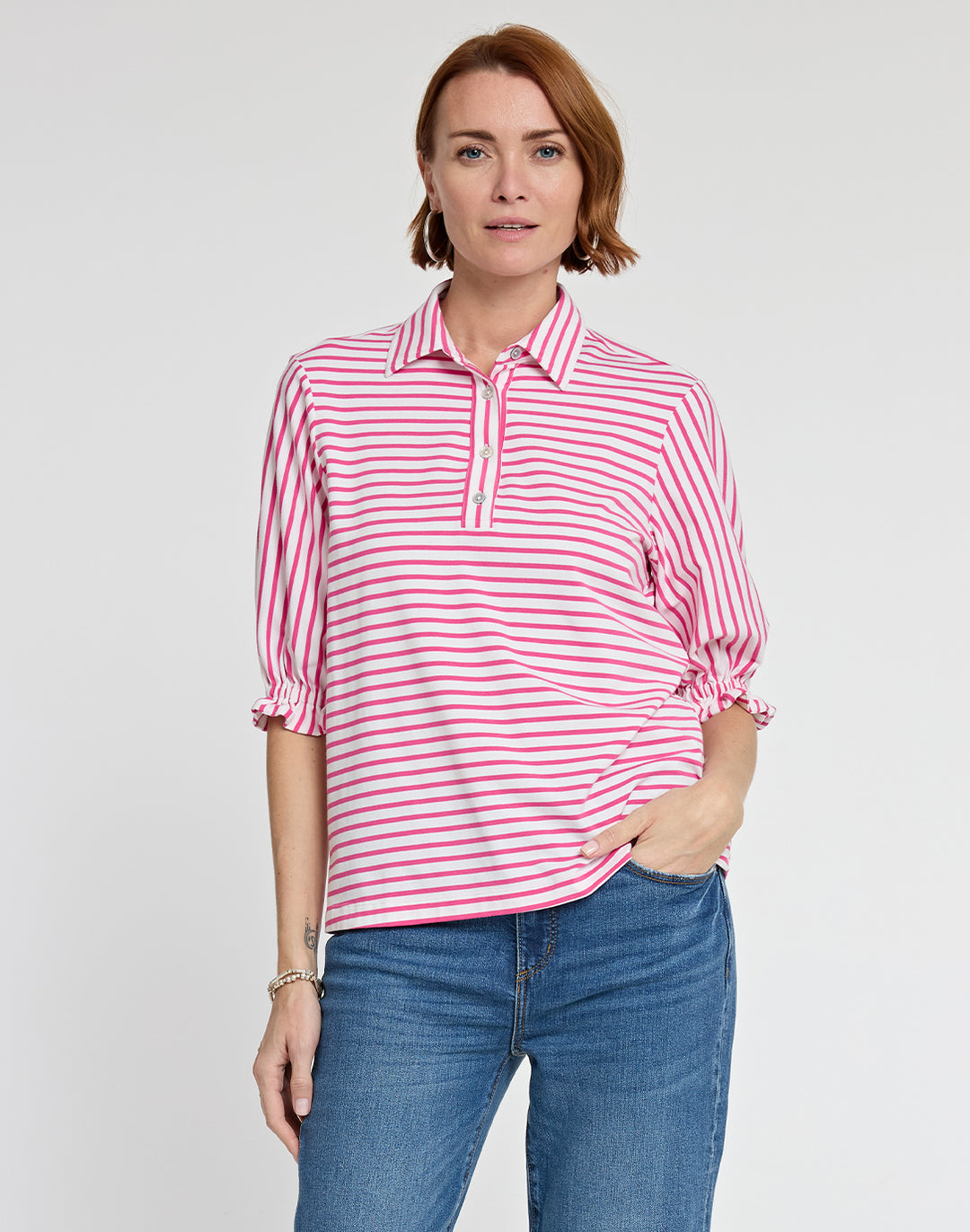 FINAL SALE / NO RETURNS, NO EXCHANGES - Monique Elbow Sleeve Knit Stripe Top