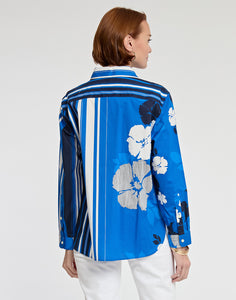 Halsey Long Sleeve Engineered Floral Stripe Print Shirt