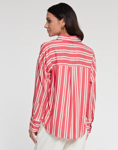 Larissa Long Sleeve Tencel Railroad Stripe Print Shirt